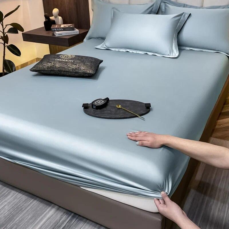 Cotton Fitted Sheet With Elastic Band Luxury Soft Mattress Covers Durable Skin-friendly Bedsheet Easy Care Bed Cover
