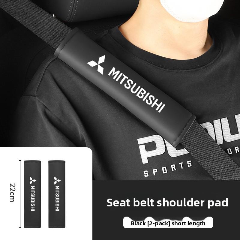 ysdf5 Car Leather Seat Belt Shoulder Protector Pad Soft Cover For Mitsubishi Logo Auto Interior Decorative Styling Parts Accessories