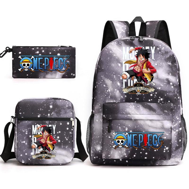 One Piece Anime Backpack Kids School Use Large Capacity Oxford Fabric Dual Shoulder Bag With Padded Straps