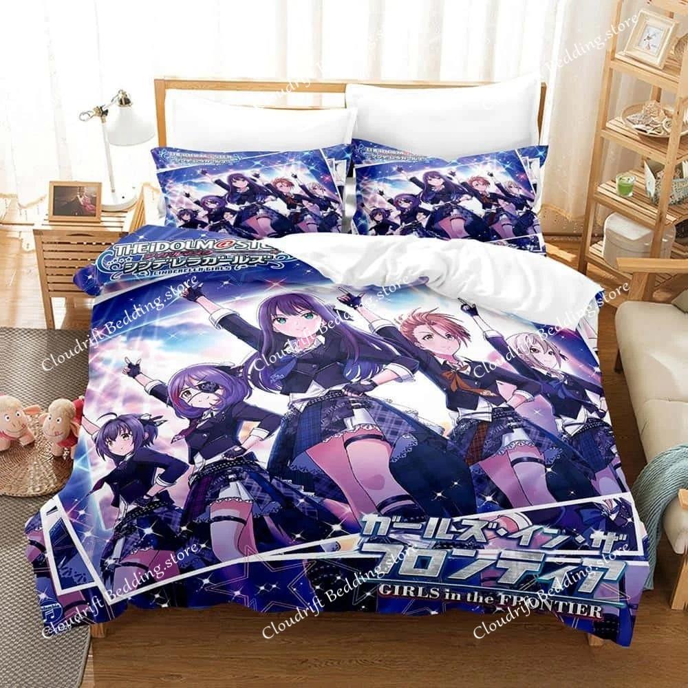 Модный 3D-принт Аниме Кавайные Девочки THE iDOLM@STER Комплект постельного белья Односпальный Полуторный Двуспальный Евро-размер Кинг-сайз Комплект для спальни Пододеяльник