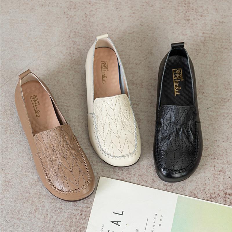 Новинка 2023 года, женская модная повседневная обувь, лоферы из натуральной кожи, мокасины без шнуровки на плоской подошве, обувь для вождения, роскошные брендовые мягкие и удобные