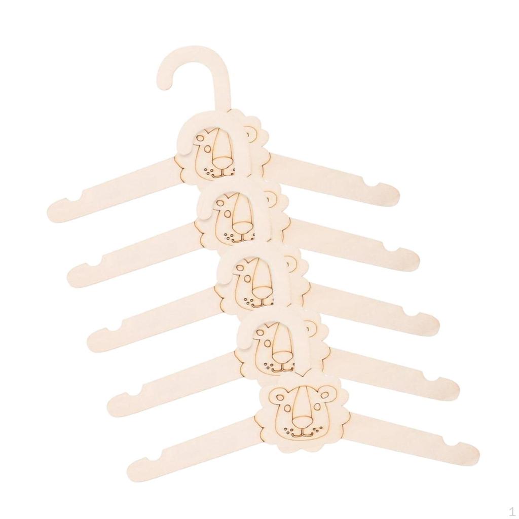 5 Pieces Wooden Hangers Clothes Hanger Children’s Cartoon Non Slip Infant Nursery Closet