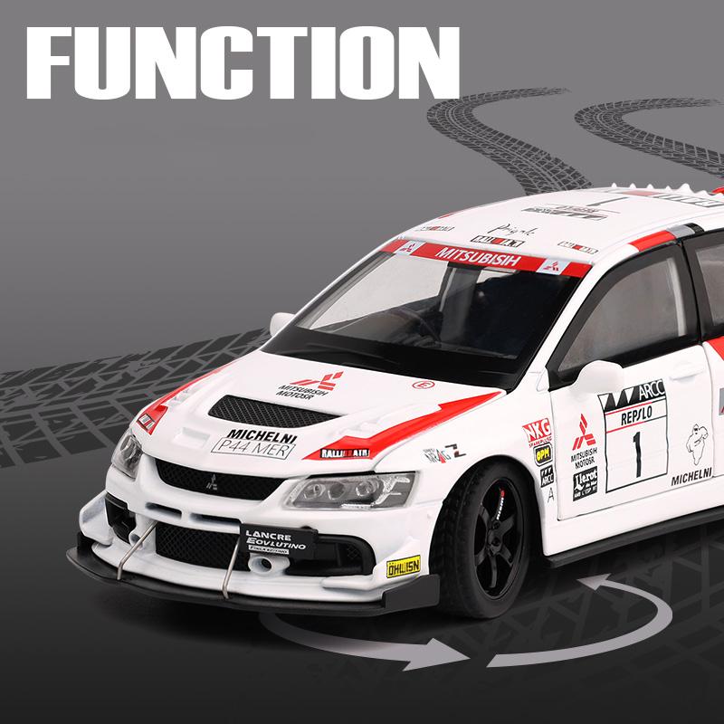 1/32 Mitsubishi Lancer Evolution EVO WRC Сплав Литой Модель Игрушечной Машинки Звук и Свет Детская Игрушка Коллекционные Предметы Подарок на День Рождения