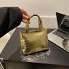 Monochromatic Shoulder Bag with Shiny Top Handle Diagonal Chain Bag Small Square Crossbody Bag Simple Fashion New