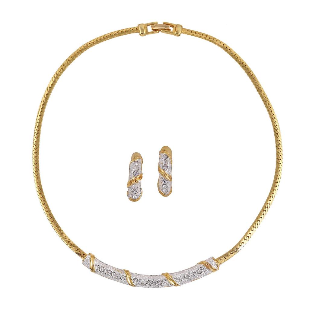 Estele Комплект дизайнерского ожерелья с двухцветным современным американским бриллиантом CZ для женщин