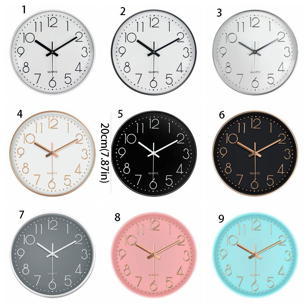 Creative Silent Nordic Wall Clock Round Multi-color Electronic Color Clock Non-Ticking Wall Hanging Clock Bedroom