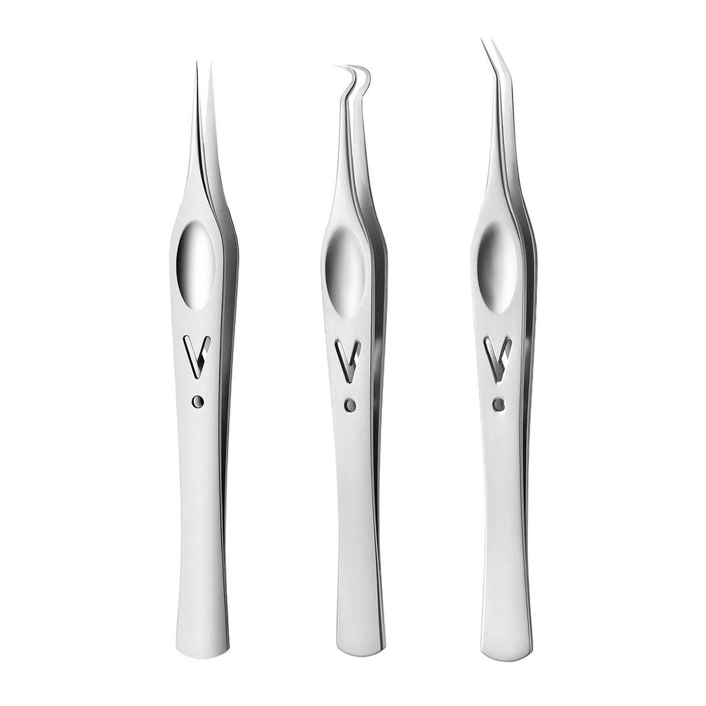 Stainless Steel Ultra-Sharp Blackhead & Acne Tweezers Set: Three-Piece Pimple Removal Tools