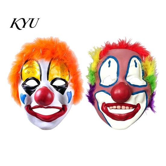 Funny Character Costume Gear Realistic Clown Mask with Red Nose & Plush Wig, Scary Latex Breathable Cosplay Props for Adults Full Face Halloween