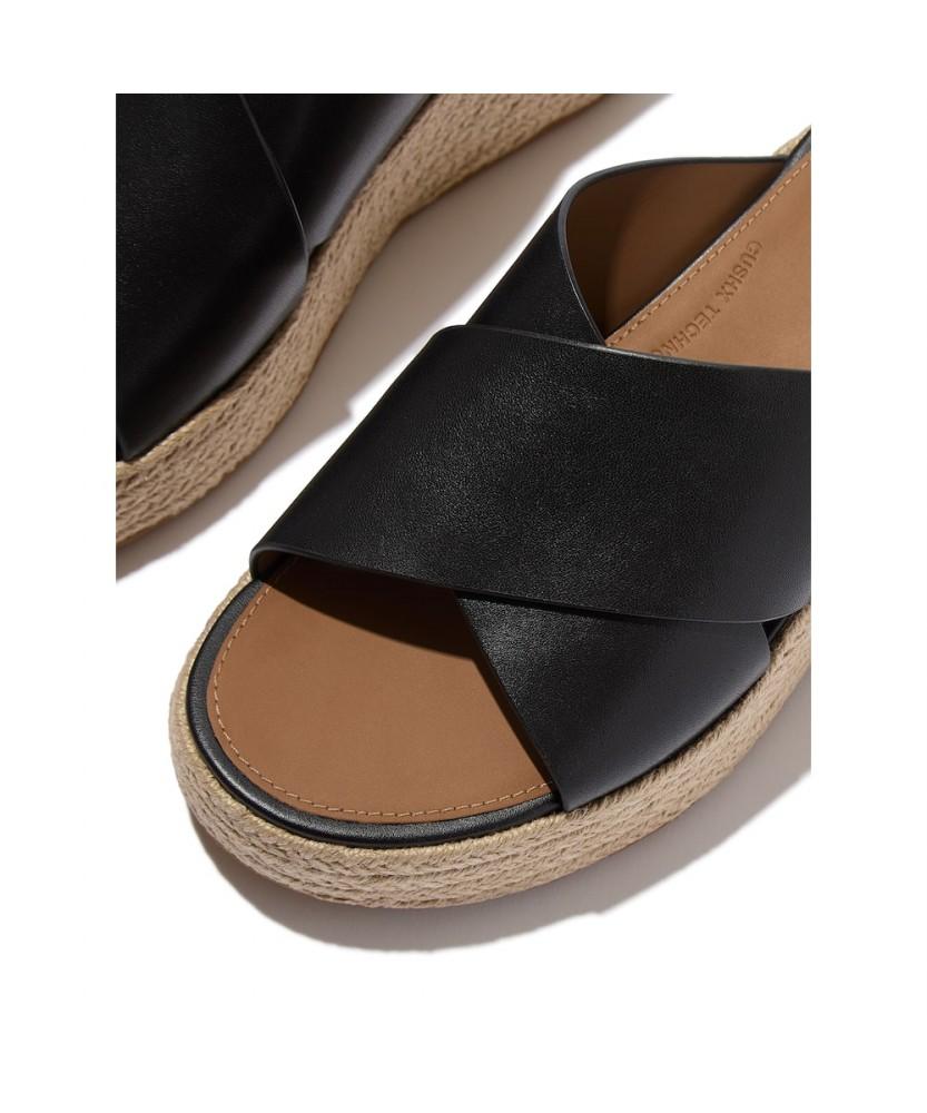 Fitflop Женские Платформенные Эспадрильи Кожаный Клин Перекрестные Шлепанцы - Черный (Ft64K2D235)