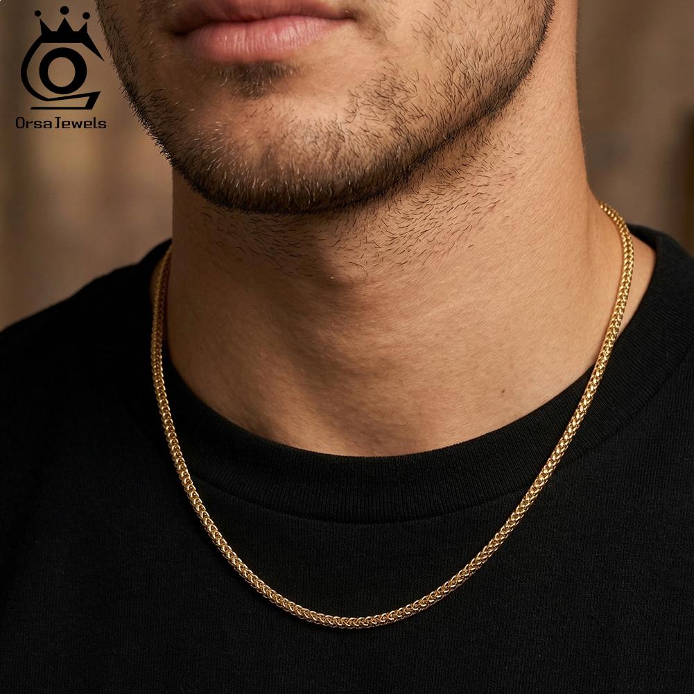ORSA JEWELS Серебряная цепочка 925 пробы, плетение «Франко», 2 мм, для женщин. Винтажные итальянские серебряные изящные ювелирные аксессуары SC92