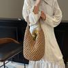 Женская вязаная сумка через плечо, ажурная пляжная сумка, большая вместимость, эстетичная сумка-тоут, женская повседневная сумка