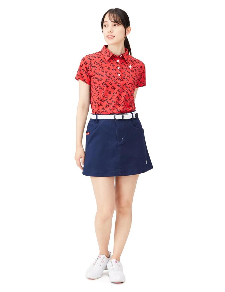 Рубашка с коротким рукавом Coq Sportif с графическим узором, впитывающая пот, быстросохнущая, эластичная, солнцезащитная, гольф QGWXJA18 RD00 [Le Golf] [Эластичная