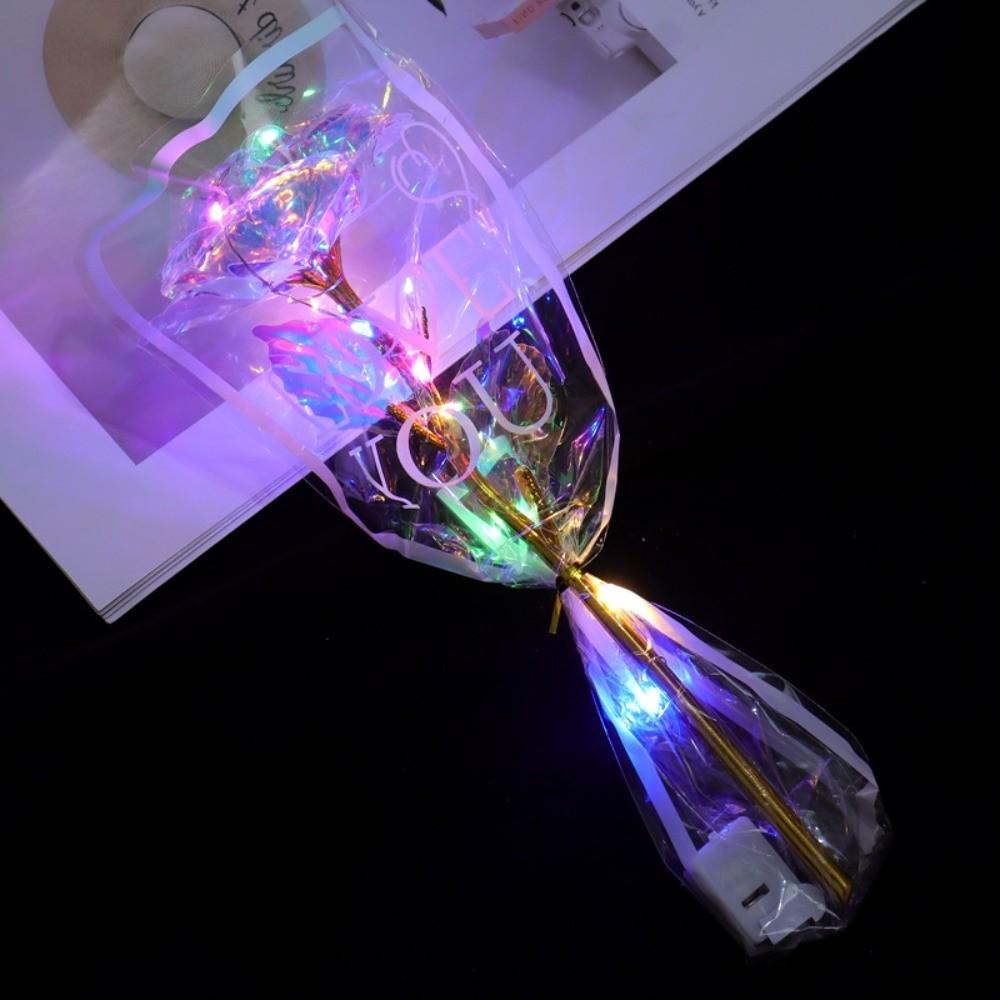 LED Lights Gold Foil Rose Flower Glowing Wedding Fake Flower Valentine's Day