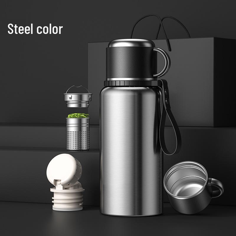 Мужская термокружка из нержавеющей стали 316 большой вместимости для путешествий на открытом воздухе с разделением чая и воды, с логотипом на заказ