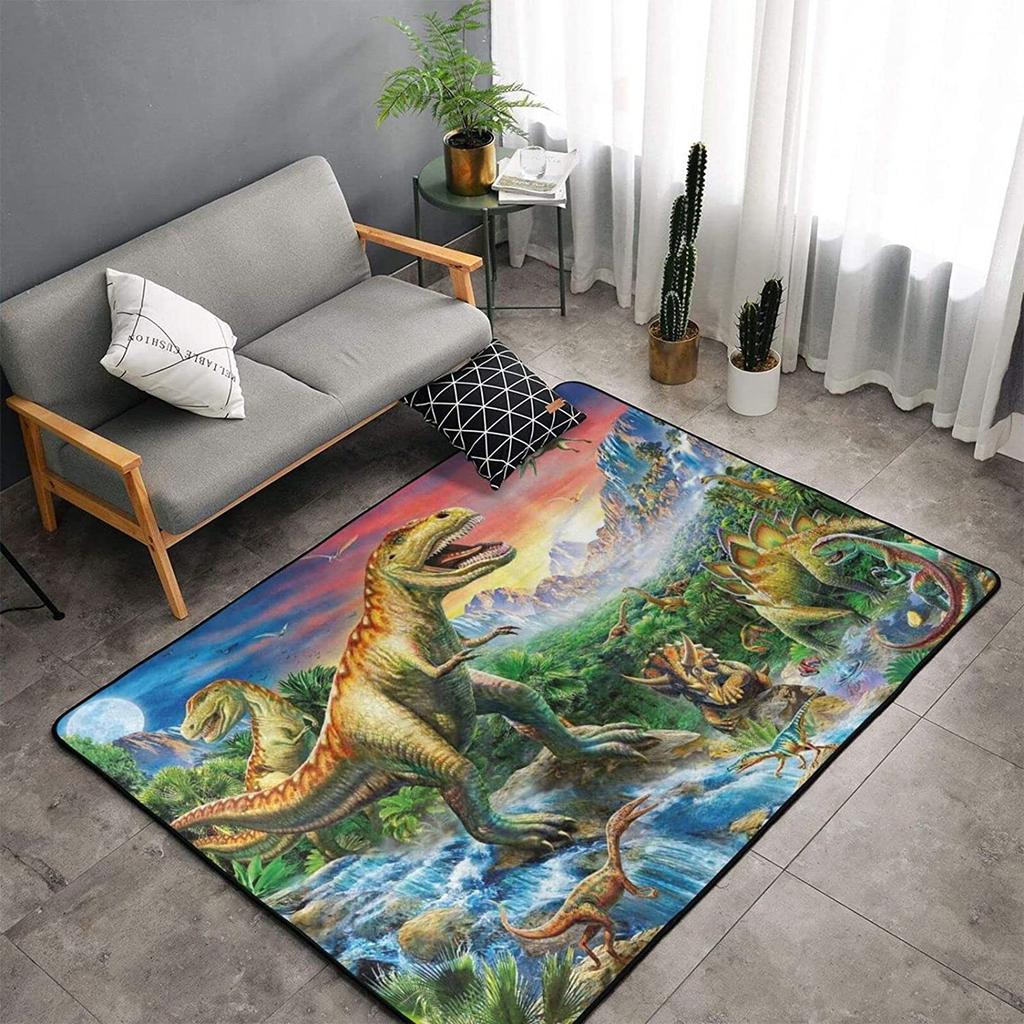 Jurassic Dinosaur Living Room Area Rug 3D Dinosaur Carpets Bedroom Rug for Boys Kids Play Mat Animal Print Rug Entrance Doormat