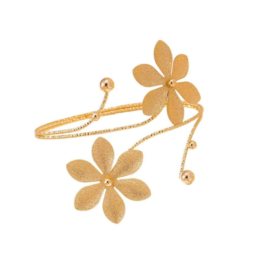 Metal Wide Open Bangle Multi Style Flower Bracelet Elegant Armlet Hand Jewelry