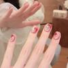10 шт. Натуральные накладные ногти "Кошачий глаз", ручная работа, короткие, квадратные, круглые, с 3D-стразами в виде красной вишни, милые накладные ногти для женщин и девочек