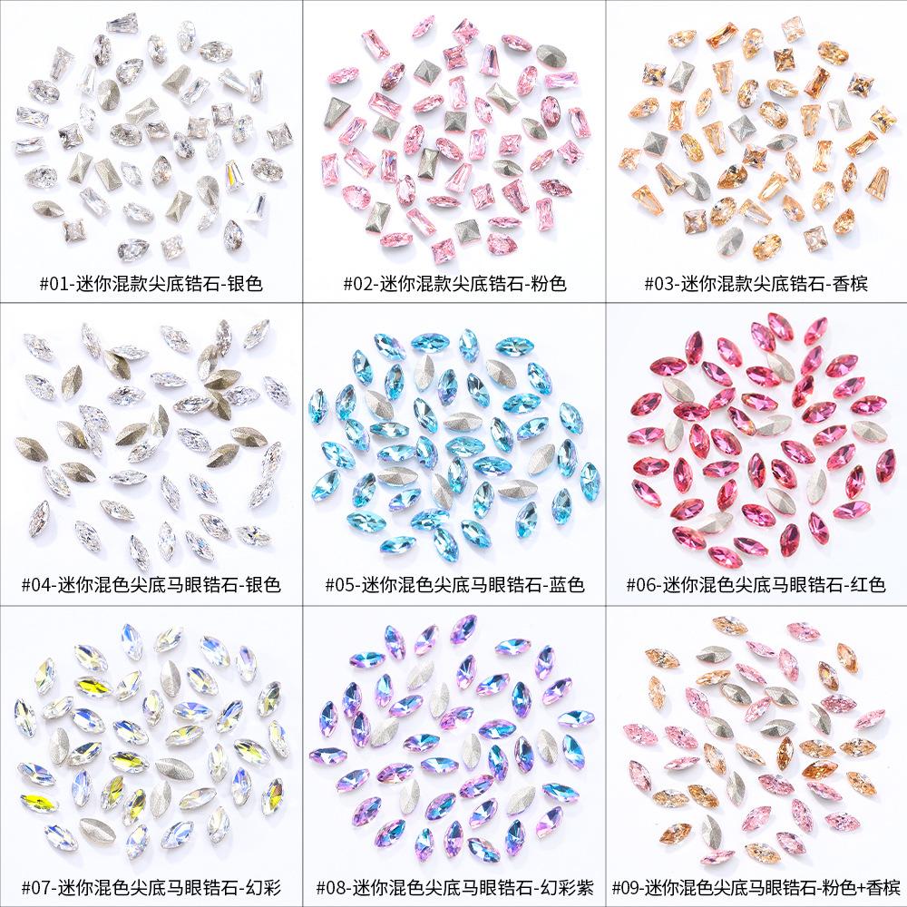 Украшения для ногтей с бриллиантами Flash Mini White Zircon Diy Manicure Украшения для ногтей с конским глазом Love Fat Square Diamond