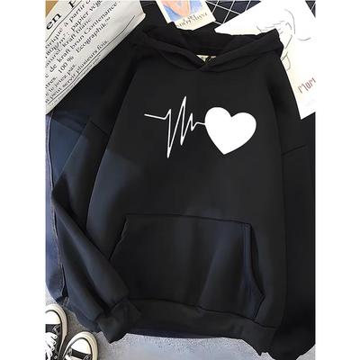Женская толстовка Hirsionsan Heart Print, мягкая, повседневная, свободная, винтажная, женская, толстовка с капюшоном, 2023, зимние, новые, теплые, флисовые, студенческие топы Y2k