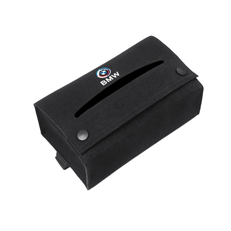 LLIT4 Car Tissue Box Suede Tissue Storage Bag For BMW X1 X2 X3 X4 X5 X6 X7 G30 G20 G26 Car Interior Accessories Kleenex Case keychain