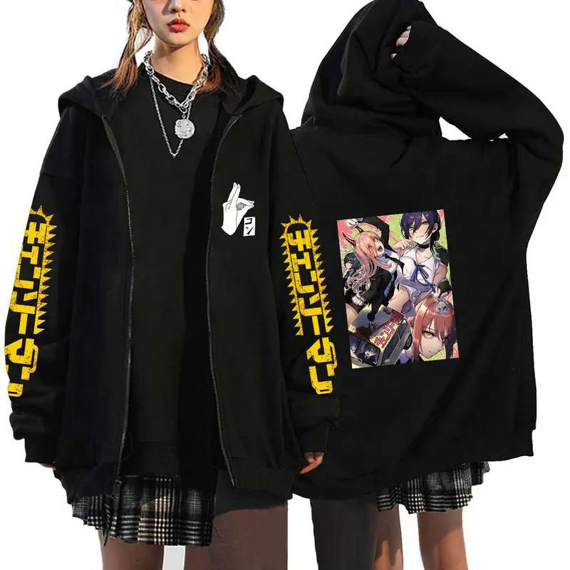 Anime Chainsaw Man Zip Hoodies Sweatshirts