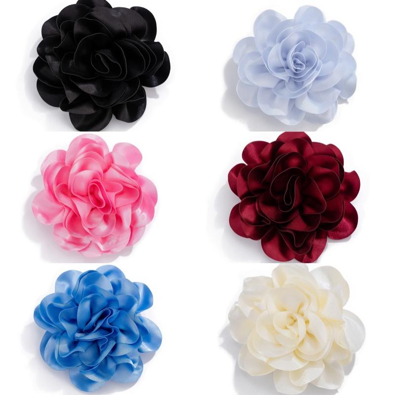 1 шт., броши в виде цветка камелии, свадебные броши, брошь-клипса в виде утконоса, брошь на плечо, двойное назначение, атласная ткань, 19,5 см