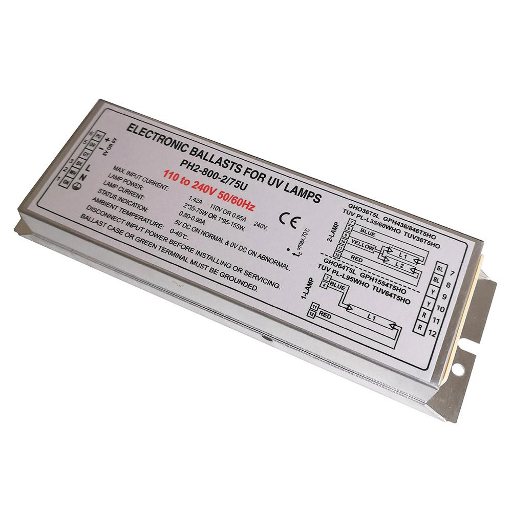 PH2-800-2/75U Бактерицидная лампа Электронные балласты для УФ-лампы с 1 лампой 95–155 Вт или с 2 лампами 2X35–75 Вт