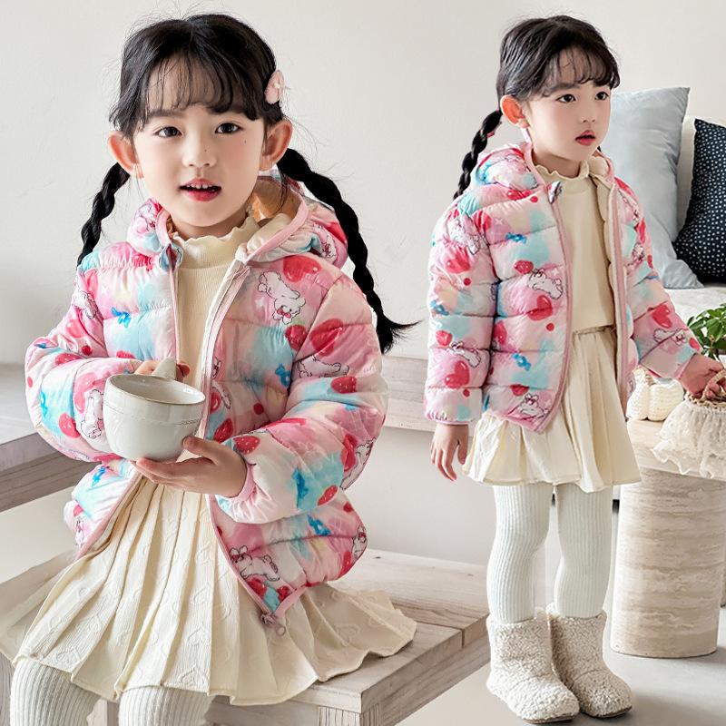 Зарубежный стиль зимняя детская куртка для девочки укороченная утолщенная на хлопковой подкладке Теплая хлопковая одежда для девочек детские осенние пальто с принтом тай-дай розового цвета