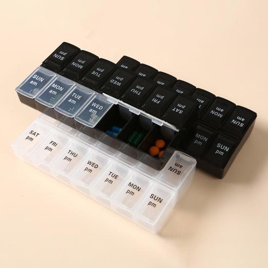 Pill Organizer with Letters Health Care Drop Resistance 7 Days Weekly Tablet Box Portable Classification Large Capacity