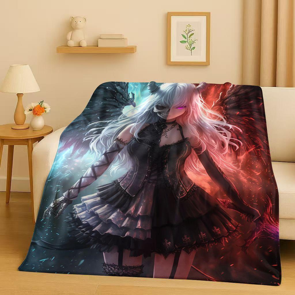 26 Style Gothic Dark Sexy Girls Cartoon Anime Characters Flannel Blanket,Soft Plush Throw for Home Bedroom Bed Sofa Cover Trave