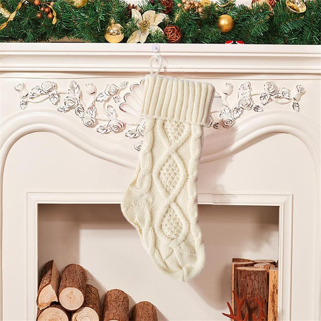 3 шт., рождественские чулки, вязаные рождественские чулки, 14,6 дюймов, двухсторонние подвесные чулки для камина для семьи, рождественские украшения
