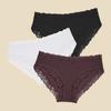 3Pcs Cotton Ribbed Striped Underwear for Women Sexy Lace Floral Panties Comfortable Low-Waist Briefs Female Solid Soft Lingerie