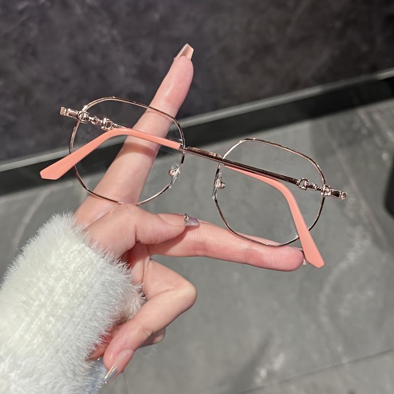 Женские легкие геометрические очки с металлическим ободком, защита от синего света, розовое золото, корейский стиль, минималистичные, для повседневного ношения