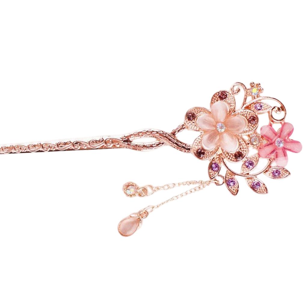 Elegant Crystal Filigree Hair Stick Buyao for Girls Ancient Chinese Hairpin Traditional Hanbiuk Decorative Cosplay