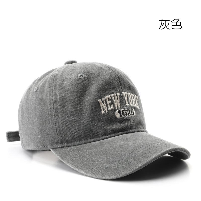 Men's washed and distressed baseball cap with letter embroidery, suitable for outdoor activities, providing sun protection and shade