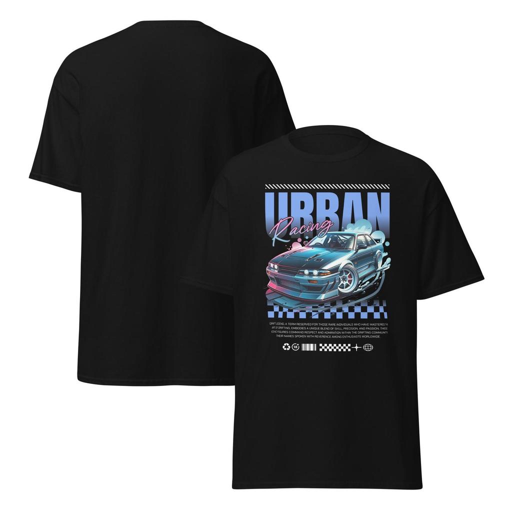 Urban Racing T-Shirt, Retro JDM Drift Car Graphic Tee, Tokyo Street Racing Inspired Shirt, Blue Gradient Motorsport Aesthetic Design T-shirt