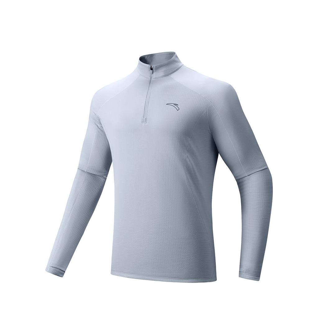 Anta Running Series 2025 Winter Long Sleeve Knitted T-Shirt Men Tops Frost-Tower-Gray 952545402-1