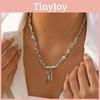 Geometric Alloy Choker Necklace And Bracelet Set With Rhinestone Pendant For Women