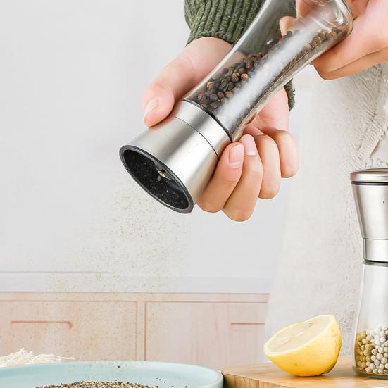 Pepper Mill Labor-saving Cooking Accessories Stainless Steel 2-in-1 Portable Spice Crusher Bottle Pepper Mill Durable Cookware