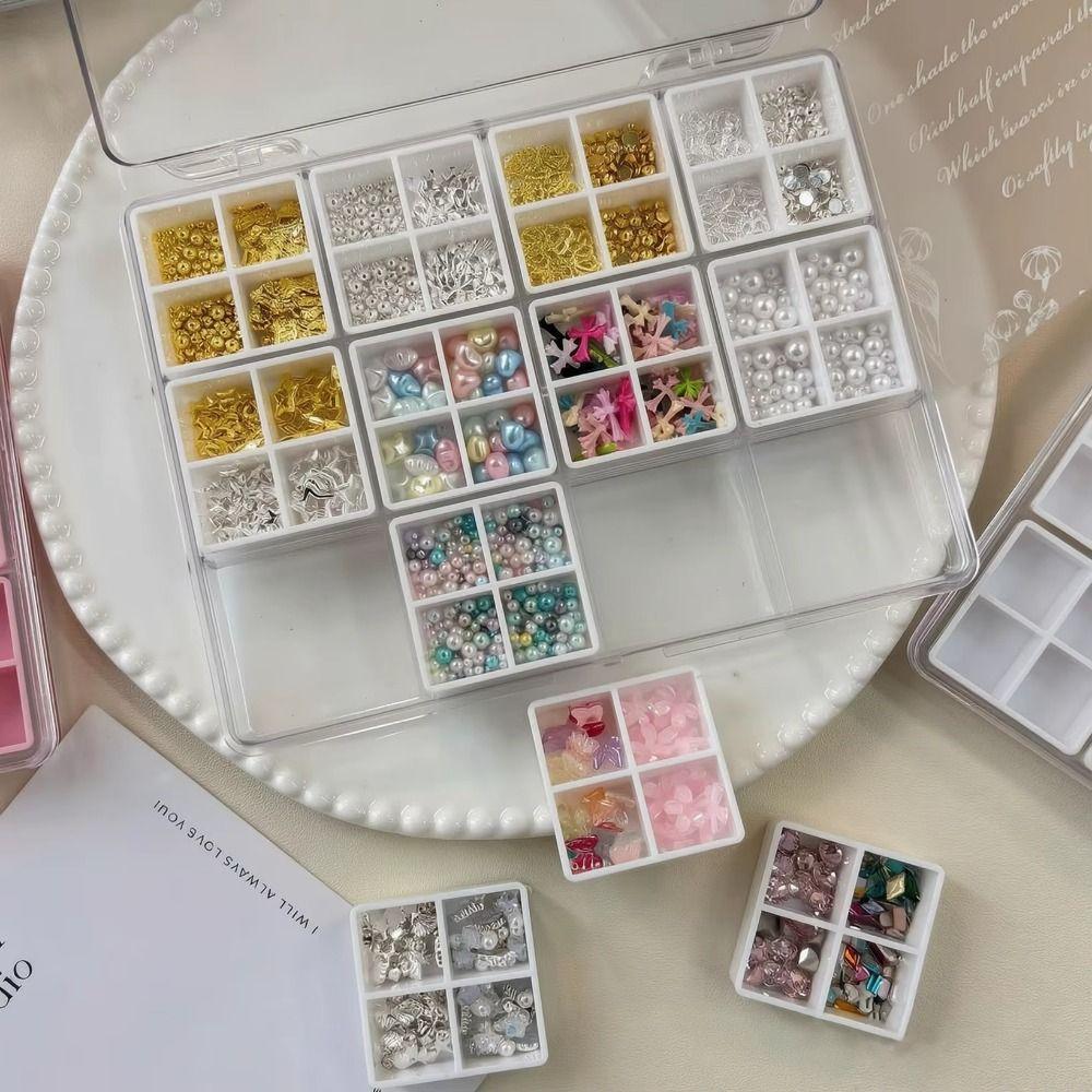 Plastic Nail Charms Case Detachable Grids Jewelry Organizing Box  Nail Rhinestone