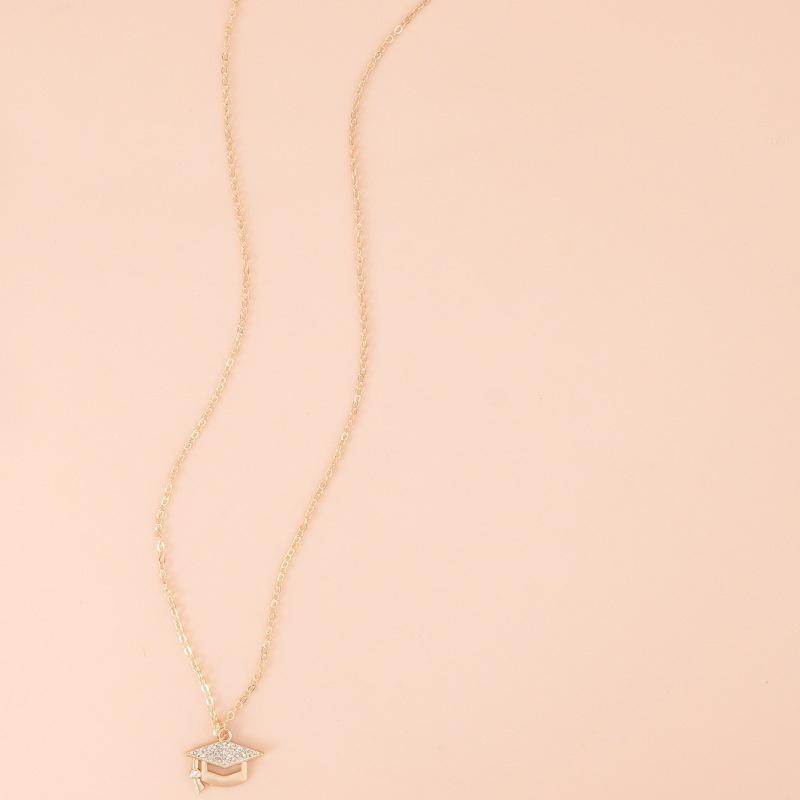 Геометрия Позолоченные Подвески-Ожерелья в виде Выпускной Шляпы для Женщин Ювелирные Изделия Памятный Подарок на Выпускной Сезон