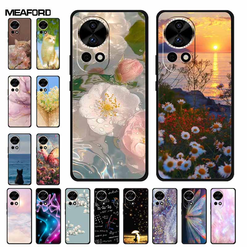 Flowers Patterns Case For Huawei Nova 12 pro ultra Funda Nova12 Pro Ultra Soft TPU Silicone Cover Lovely Floral Phone Back Cases