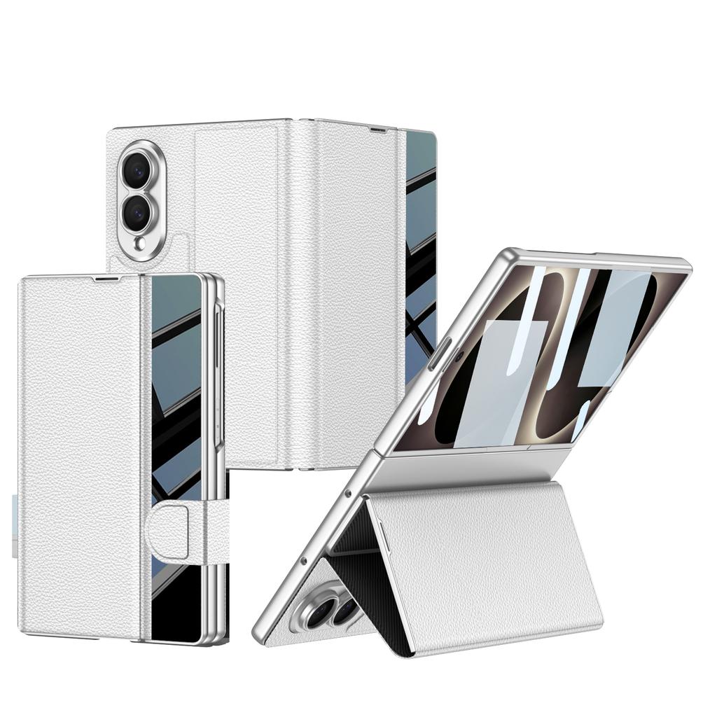 Plain Leather Fold Holder Case for Samsung Galaxy Z Fold 8 Ultra Outer Screen Glass Protective Cover for Galaxy Z Fold7 Case