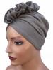 Luba Beige Gray Women' Spring Turban with Ruffles, Light and Comfortable, Made of Cotton