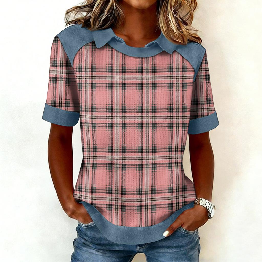 Женская модная ковбойская толстовка с воротником и вставками, повседневная толстовка с принтом, рубашка с коротким рукавом, топ