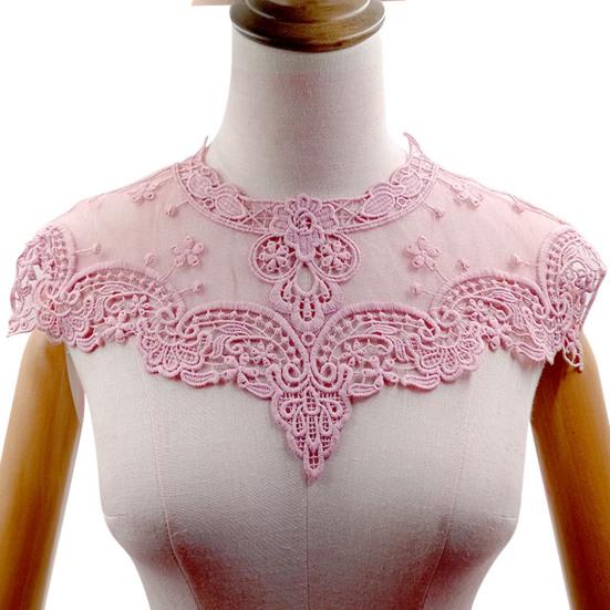 Lace Embroidered Fake Collar Hollow See-through Lace Flower Pattern False Collar Lace Embellished Clothing Accessory
