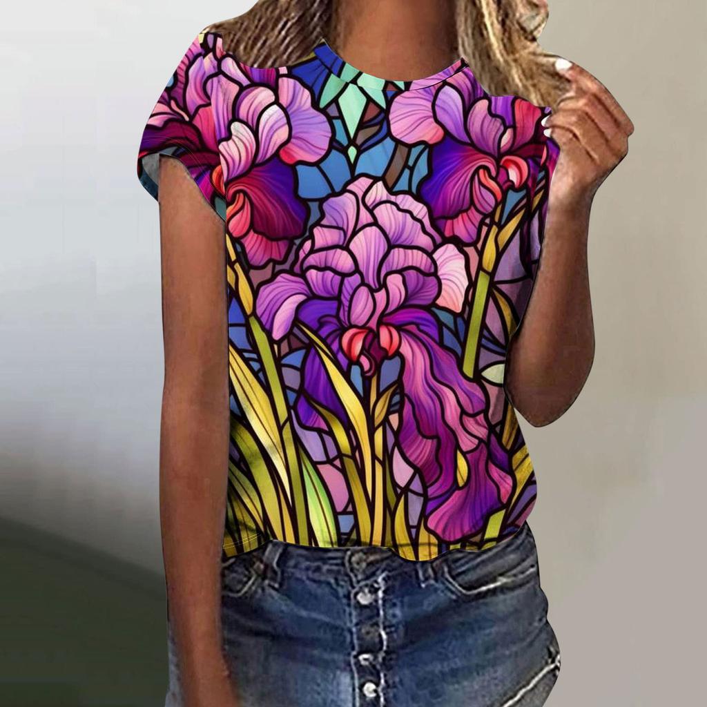 Женская футболка с принтом «Цветок, птица, бабочка» 3D Футболка женская модная футболка с круглым вырезом и коротким рукавом