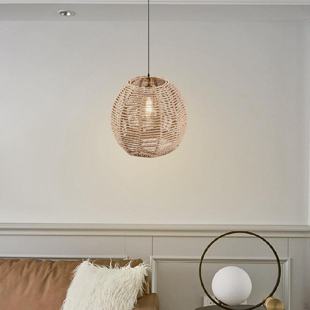 Абажур для подвесной лампы из бумажной веревки, ротанга, плетеный вручную, в стиле бохо, для кухонного острова, спальни,