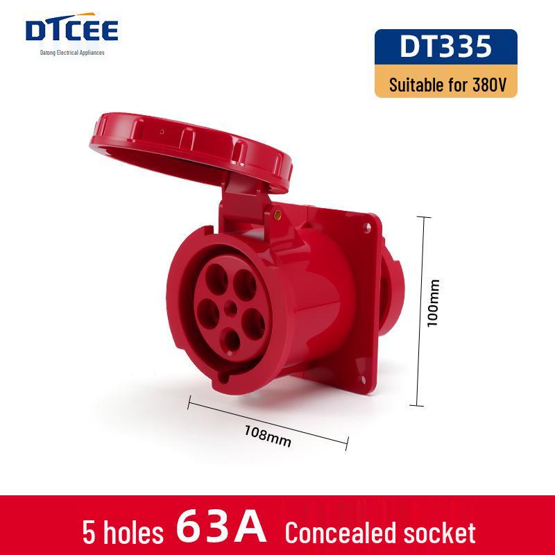 IP67 Waterproof Industrial 5-Pin 63A/125A Three-Phase Aviation Plug Connector