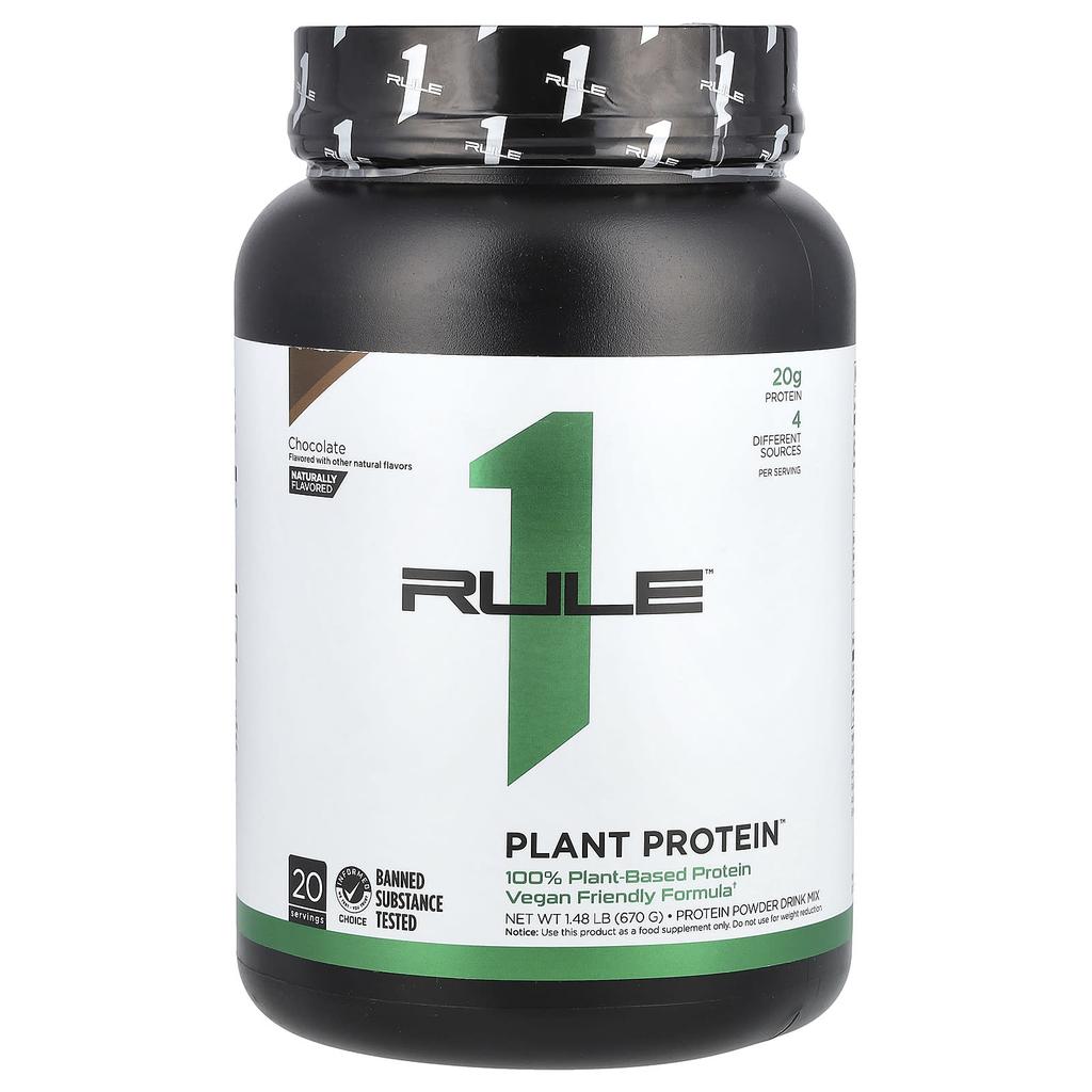 Rule One Proteins Plant-Based Protein Powder Drink Mix, Chocolate, 1.48 Lb (670 G)